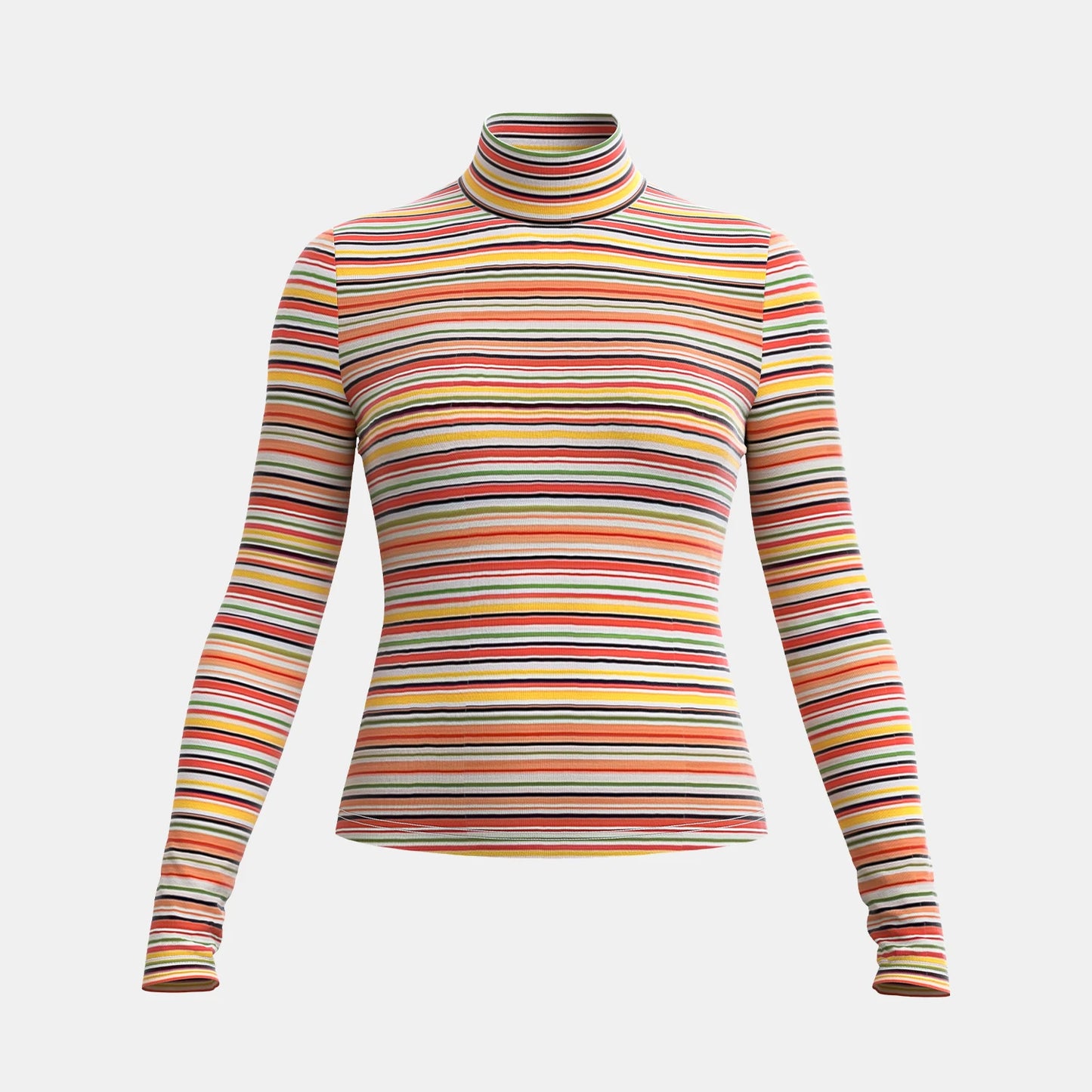 Mia Muse Women'S T-Shirts Autumn Fitting Slim Stripe Long Sleeve High-Neck Regular Casual T-Shirts - Pride Bow
