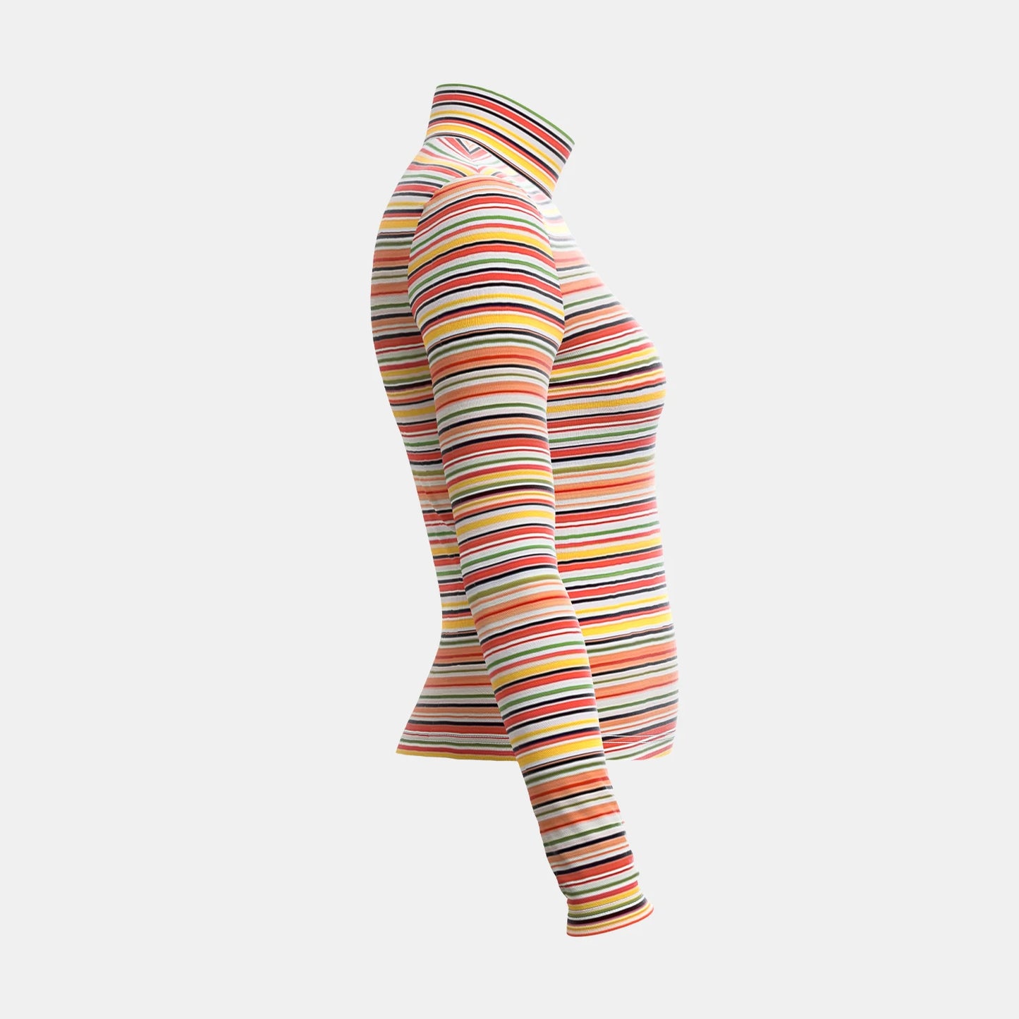 Mia Muse Women'S T-Shirts Autumn Fitting Slim Stripe Long Sleeve High-Neck Regular Casual T-Shirts - Pride Bow